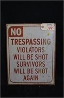 Metal "No Trespassing" Sign 12" x 15"