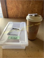 Sterilite small bin & to-go coffee mug