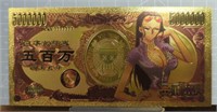 24k gold-plated bank note One piece