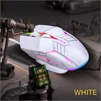 White GM6 Wired Mouse RGB Mice Wired