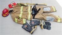 Firefighter Suit: Pants, Jacket, Boots, Helmet