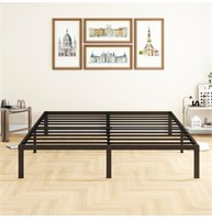 ($215) JUISSANO King Size Bed Frame, Metal 14 Inch