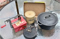Mixed Lot with Grease Crock, Lodge Cast Iron