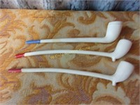 3 Colonial Style Clay Pipes