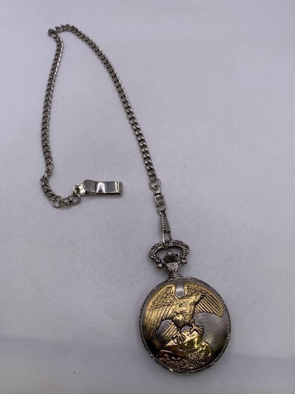 EAGLE THEMED POCKET WATCH WITH CHAIN
