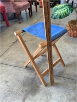 vintage wooden folding canvas stool