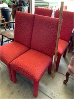 set of 4 red fabric dining chairs