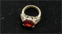 Sterling Ring with Red Stone