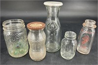 Antique Jumbo Pnut Butter Jar, Bireleys Bottle,