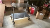 Stainless steel shelving unit on casters,