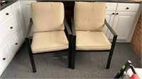 (2) metal frame chairs with cushions