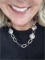 Black Beads and Silver Conchos Necklace