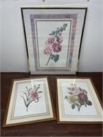 3 floral framed prints