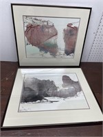 2 framed art work *signed Ruby H. Wang Approx.