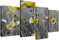 Yellow Grey Poppy Flower Poppies Floral Canvas