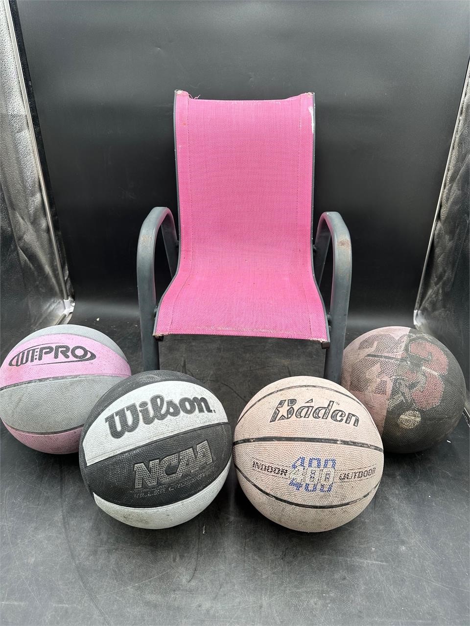 Basketballs & Pink Child Chair