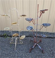 2 tin plant stands