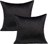 20x20 Inch Black Velvet Throw Pillow Covers