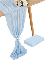 2 Pieces 10ft Baby Blue Chiffon Table Runner Soft