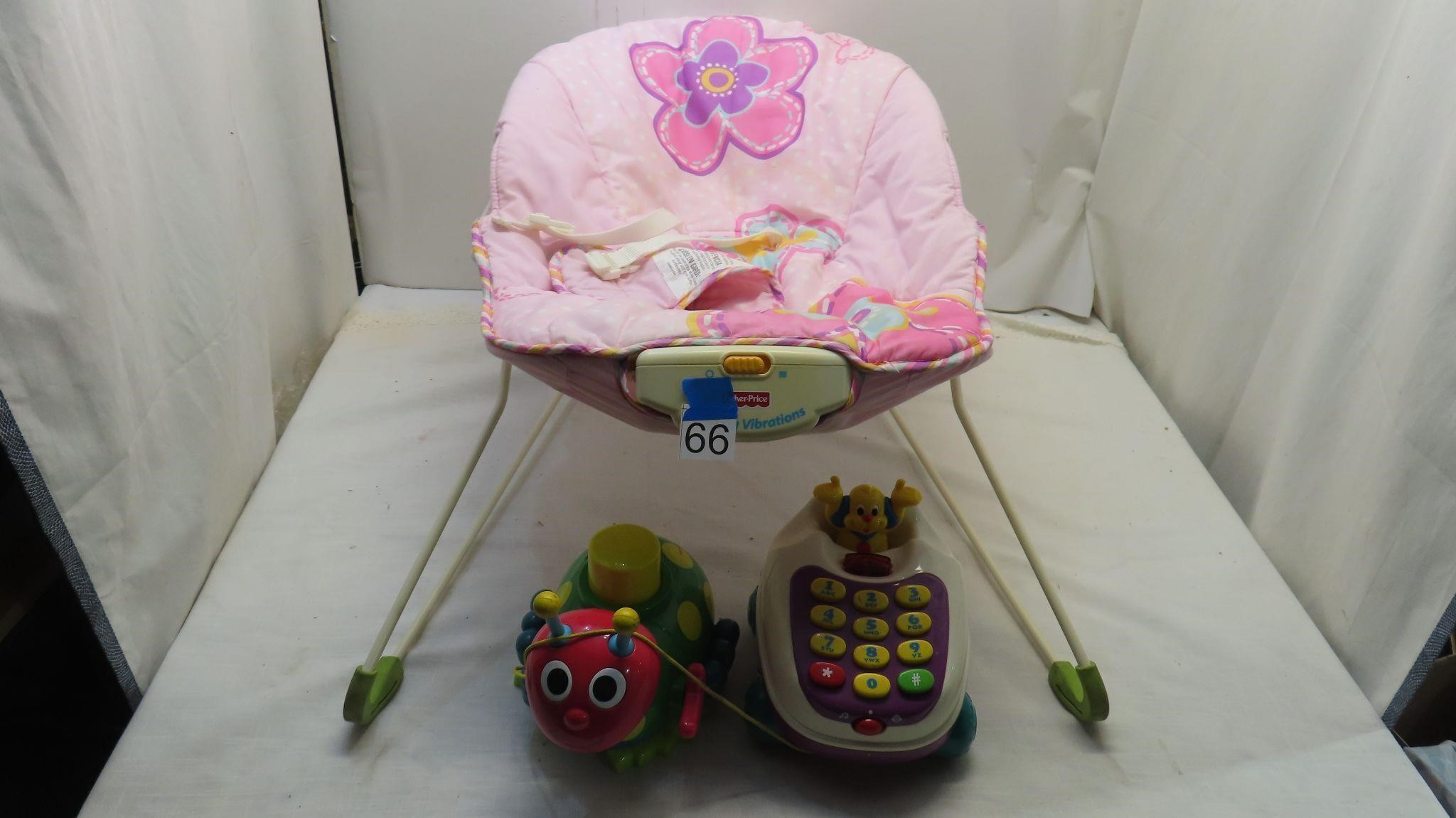 baby rocker and assorted toys