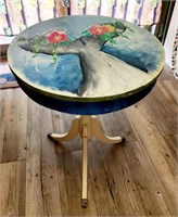 Hand Painted Vintage Table Nautical Whale 27" Tall