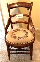 Wooden Chair w Embroidered Seat