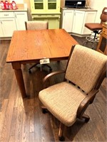 2 Rolling Chairs & Oak Table