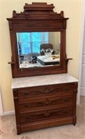 Eastlake Marble-Topped Dresser, Mirror
