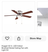 Hugger 52 in.  Nickel Ceiling Fan with Light Kit