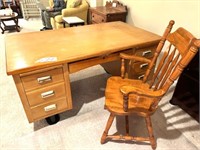 Desk & Chair (Oak?)