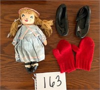 Doll, Child's Shoes & Mittens