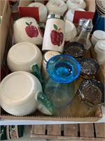 box lot of pottery and glass