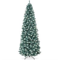 Best Choice Products 9ft Pre-Lit Blue Spruce Penci
