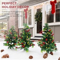 30 in. LED Christmas Tree Path Lights with Berries