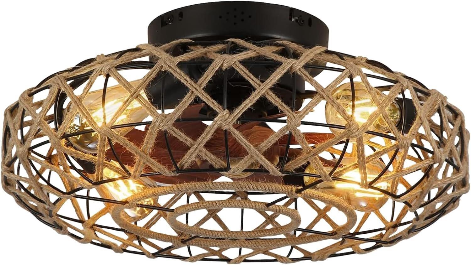 Zuzanny Boho Caged Ceiling Fan with Light 21 Flush