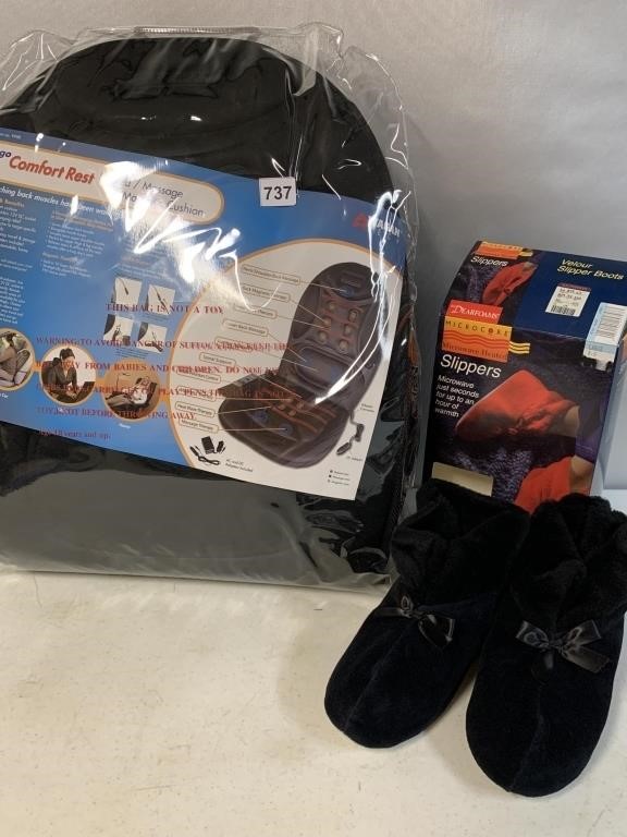 SLIPPERS NEW IN BOX DEARBORNS AND CHAIR MASSAGER