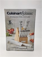 Cuisinart stainless cutlery 15pc set w/block