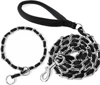 LUFFWELL Dog Chain Leash with Training Choke Colla