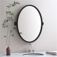 27.6X 19.7 inch Black Bathroom Pivot Mirror for Wa