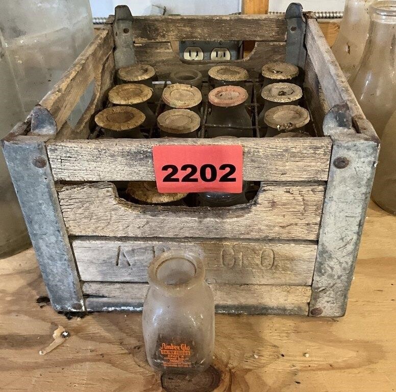 Vintage Wooden Milk Bottle Crate Amber Glo Co &