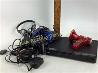Sony Play Station controllers, Logitech headset,