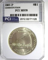 1987-P S$1 Constitution PCI MS70