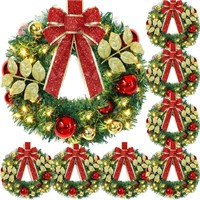 Yunlly 8 Pcs 13.8 Small Lighted Christmas Wreaths