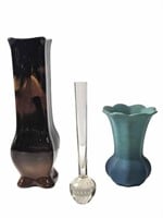 Group of Ceramic Vases, Glass Paperweight Bud vase