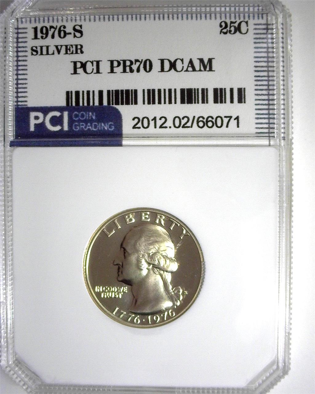 1976-S Silver Quarter PR70 DCAM LISTS $180