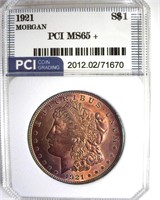 1921 Morgan PCI MS65+ Purple Toning