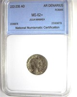 222-235 AD Julia Mamaea NNC MS62+ AR Denarius