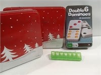 Dominoes, Two matching Tins and Pill Case