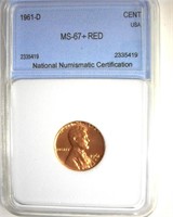 1961-D Cent MS67+ RD LISTS $10000