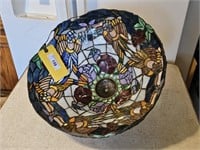 LEADED GLASS SHADE (HAS SOME DAMAGE)